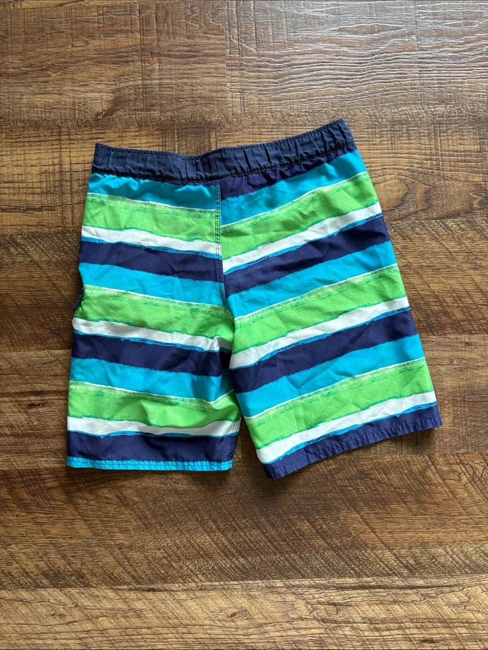 Adidas Mens' Green & Blue Stripe Swim Shorts